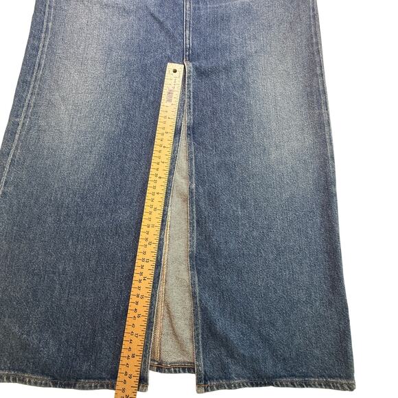 NWT AGOLDE Leif Low Slung Denim Maxi Skirt in Swing Blue Front Slit Size 26 - Picture 6 of 13